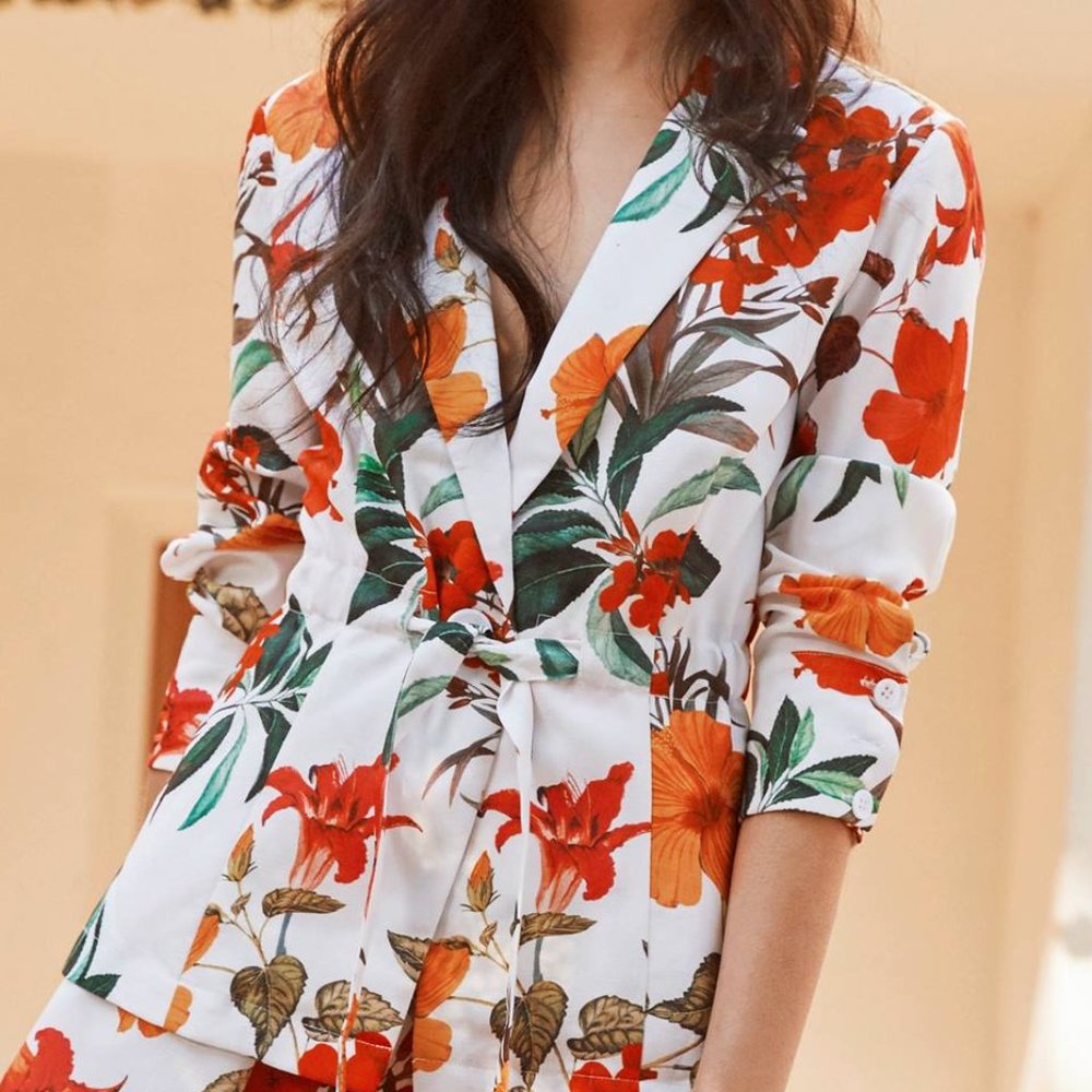 SHEIKE Tropicana White Floral Print Office Blazer Jacket - Picture 4 of 9